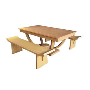 Conjunto de Mesa de Jardín de Madera Maciza Moderna y Duradera, Muebles de Comedor para Patio Exterior con Bancos para Sala de Estar y Uso en Hoteles - Product Image 1