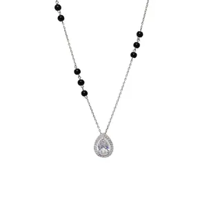 Collar de Plata 925 con Circonita Cúbica en Corte Pera, Chapado en Oro de 14K y Rodio, con Diamante/Zirconia/Perla Principal, para Regalo de Compromiso - Product Image 2