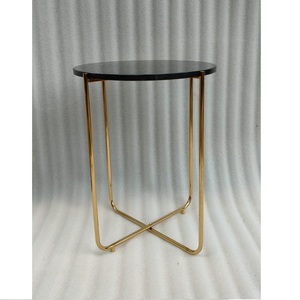 โต๊ะข้างสแตนเลสพับได้พร้อมหินอ่อนสีดำธรรมชาติปกติและโครงสร้างเคลือบการสะสมไอทางกายภาพ - Product Image 1