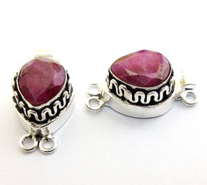 Antique Starling Silver 18K Gold Plated 25X14X10MM <b>Ruby</b> Gemstone Drop Box Clasp for Jewelry Making 1Strand 2Strand 3Strand B630 - Product Image 2