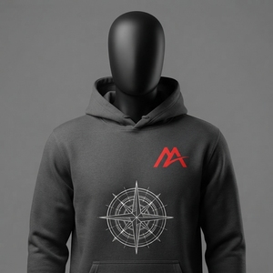 MATTIERA <b>Men</b> <b>Black</b> Compass Graphic Pullover <b>Hoodie</b> Red Logo Fleece Sweatshirt Streetwear Casual Hooded Sweatshirt Custom Factory - Product Image 1