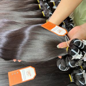 Extensions de cheveux humains bruts vietnamiens 1B de qualité supérieure paquets de cheveux de trame droite en os 14 ''aspect naturel sans enchevêtrement et sans perte - Product Image 4