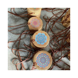 Colorful Vietnamese Rattan <b>Bag</b> Leather Buckle Cross Beach Handbag Handmade <b>Straw</b> Women Cylinder Pouch Round Single Shoulder <b>Bag</b> - Product Image 1