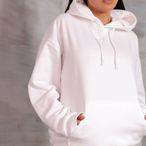 Sudadera con capucha blanca de algodón 100% para mujer, sudadera con cremallera para gimnasio, bolsillo frontal, cordón, forro polar transpirable antiarrugas para entrenamiento - Product Image 1