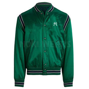 Veste d'hiver confortable pour l'extérieur, style Letterman en satin, coupe droite, imperméable, coupe-vent, respirante, écologique et légère - Product Image 1