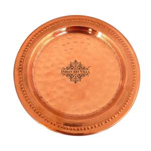 Plato Thali Pequeño de Cobre Puro, Martillado a Mano, Accesorio Decorativo para Mesa, Estilo Indio - Product Image 4