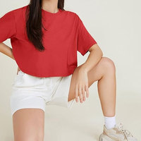 Conjunto de ropa de verano de moda para mujer, top corto con cuello redondo y manga corta.