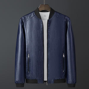 Chaqueta de Cuero Casual Personalizada de Fábrica a Buen Precio, Chaqueta de Cuero PU Cómoda y Resistente al Viento con Cuello Alto para Hombre - Product Image 3