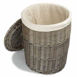 Panier à linge doublé de coton blanc antique paniers de rangement pliables au design moderne pour armoire de salle de bain en tissu fer plastique - Product Image 4