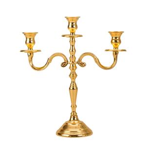 Candelabre en aluminium plaqué or, décoration de table en métal, candelabre à 5 bras, décoration de mariage, centre de table décoratif - Product Image 5