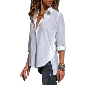 Camisas de alta calidad a rayas con bolsillos para mujer, blusas modestas, Tops, blusa, venta al por mayor, 2022 - Product Image 3