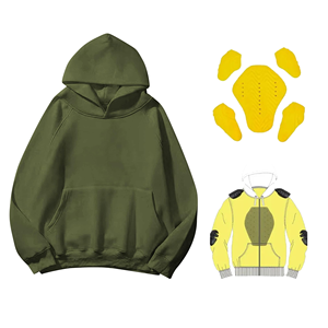 Sweat à capuche de sport unisexe personnalisé 2025 pour protection moto, compatible niveaux d'armure 1 et 2, respirant, coupe-vent, zippé - Product Image 1