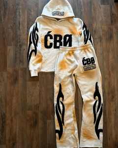 ชุดวอร์มแบบสวมหัวสำหรับผู้ชายสไตล์วินเทจโอเวอร์ไซส์ผ้า500gsm มีฮู้ดปักลายและกางเกงเรียกเหงื่อทำจากผ้าฝ้าย100% - Product Image 2