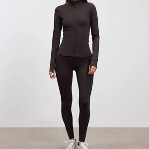 <b>Women's</b> Seamless Active Stretch Two-Piece Yoga Set High Waist <b>Leggings</b> Long Sleeve <b>Crop</b> Top Dot Pattern Pockets Sports - Product Image 2