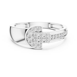 Anillo de Compromiso con Diamante Redondo y Elegantes Piedras Decorativas en Racimo |   Joyería Fina de Lujo Atemporal - Product Image 2