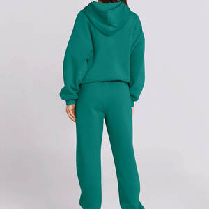 Survêtement de haute qualité pour femmes 100% coton manches longues vêtements de rue lourds survêtement teint uni pour femmes - Product Image 2