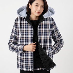 Men's Plaid Hooded <b>Fleece</b> <b>Lined</b> <b>Jacket</b> Regular Fit Casual Autumn Wear - Product Image 6