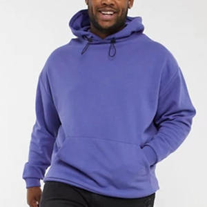 Sudadera con capucha extragrande impermeable de forro polar liso con logo personalizado para hombre, de poliéster/algodón, talla grande, al por mayor - Product Image 6