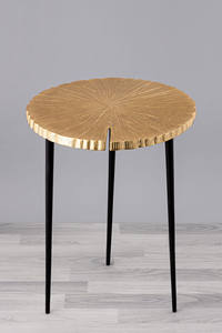 Mesa de centro de metal de diseño con acabado dorado hecho a mano, mesa auxiliar de sala de estar de lujo, producto modelo al por mayor - Product Image 3