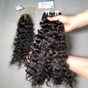 NOUVELLE COLLECTION !!! Combo trame et fermeture extension de cheveux cheveux cheveux vietnamiens naturel noir couleur vapeur curl cheveux - Product Image 2