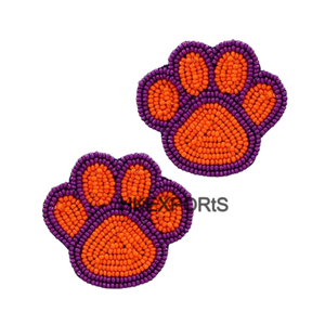 Pendientes de cuentas chapados en oro y plata para el día del juego Muestra tu espíritu de Tigre con acento de diamante de estilo para boda o fiesta - Product Image 4