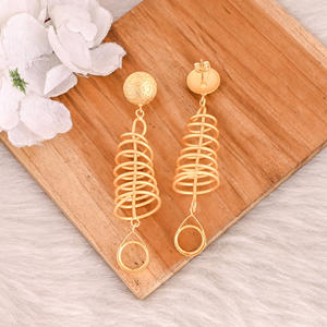 Pendientes Colgantes de Latón Antiguo para Mujer, Pendientes Colgantes Geométricos Minimalistas, Pendientes de Botón de Latón de Alta Calidad, Pedido al por Mayor - Product Image 4