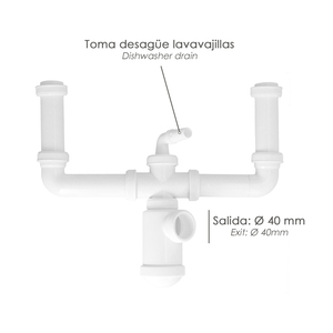 Sifone Doppio Estensibile con Bottiglia, Uscita 1 1/2" O/ 40 mm. - Product Image 3