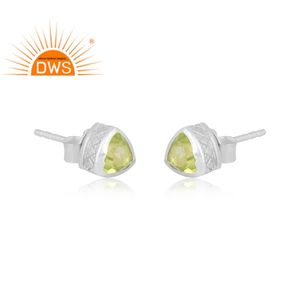 Pendientes de plata de ley fina hechos a mano en India con piedra preciosa de peridoto natural, joyería personalizada para mujer, regalo para ella. - Product Image 4