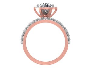 Anillo de diamantes cultivados en laboratorio de diseñador en 14K/18K rosa amarillo oro blanco acentos de rodio anillos finos de boda de compromiso contemporáneo - Product Image 6