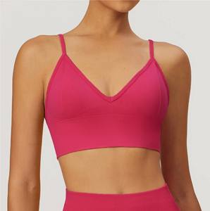 Logotipo personalizado verano Casual más tamaño sin mangas camisetas sin mangas Jersey tela Sexy Yoga sujetador encaje acolchado bordado con cuentas estampado - Product Image 3