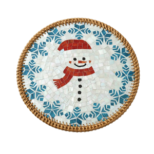 ที่รองจานลายมุกสำหรับเทศกาลคริสต์มาสพร้อมขอบหวายชุดผ้าถูพื้นสีฟ้าสวยงามเหมาะสำหรับการตกแต่งในฤดูหนาวจากประเทศเวียดนาม - Product Image 5