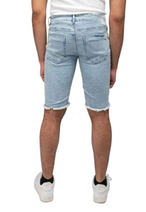 Pantalones Cortos de Mezclilla Azul Claro para Hombre, Estilo Vintage, Personalizados, con Rasgaduras, Desgastados, Corte Deshilachado, Algodón Lavado - Product Image 2