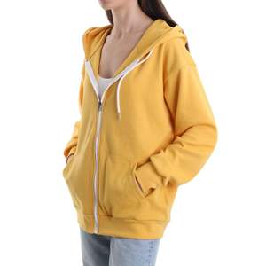<b>Yellow</b> Sun Bright Zip Up Hoodie Women Drop Shoulder Fleece Sweatshirt Custom Design Hooded Jacket Relaxed Fit Outerwear - Product Image 3