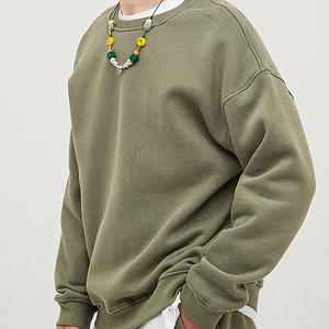 Sweat-shirt à col rond en molleton 100% coton uni avec logo personnalisé, sweat-shirt à col rond pour homme - Product Image 3