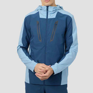 Ensemble de survêtement de sport d'extérieur en nylon à manches longues personnalisable avec fermeture éclair pour hommes, ensemble coupe-vent deux pièces pour hommes - Product Image 3