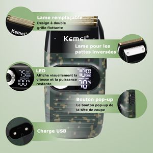 Afeitadora Eléctrica Recargable para Hombre con Pantalla Digital, Afeitadora de Lámina para Afeitar la Cabeza, Afeitadora Rotativa para el Rostro - Product Image 5