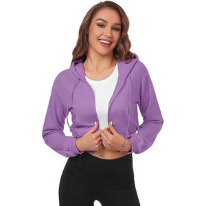 Sweat-shirt décontracté pour femme, haut court sexy à capuche, pull en coton à manches longues, sweat-shirt tendance, coupe confortable - Product Image 2