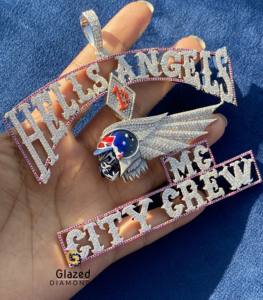 จี้เงินแท้ 925 ประดับเพชรโมอิสซาไนต์สีชมพูและสีขาว ลายการ์ตูนแบบฮิปฮอป สลักอักษรตามสั่งสำหรับผู้ชาย - Product Image 4