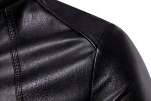 Veste en cuir avec ceinture Veste en cuir avec poignets réglables Veste en cuir avec poches multiples Vestes en cuir - Product Image 4