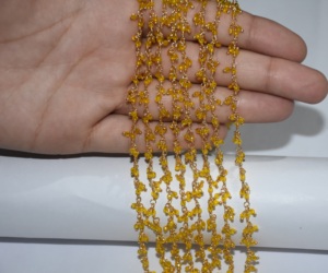 2mm Yellow Hydro quartz Beads <b>Cluster</b> Rosary chain. gold plated wire wrapped <b>Cluster</b> Rosary Chain. chain for Jewelry making - Product Image 4