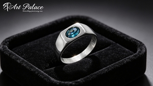 Bague R Art Palace en argent 925 avec topaze ovale, sertissage clos, géométrique, minimaliste, unisexe, pour usage quotidien - Product Image 3