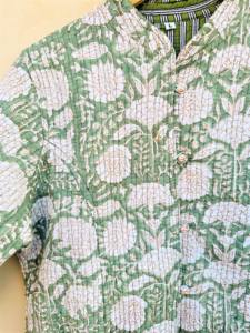 Manteau matelassé imprimé bloc fait main pour femmes bohème Vintage décoration florale coton veste réversible col montant pour l'hiver - Product Image 2