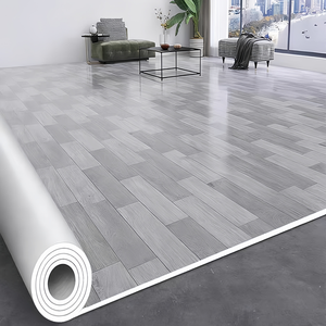 Rouleaux de linoléum PVC modernes, antidérapants, résistants à l'usure, écologiques, imperméables, à motif floral, aspect bois, avec support en maille/rattan - Product Image 1