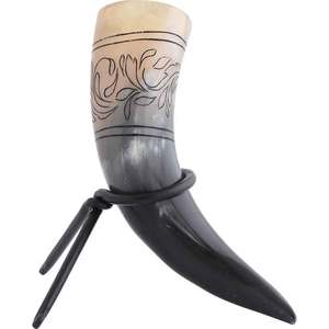 Corne à boire viking en buffle naturel polie à la main avec support en cuir, écologique, pour cérémonie de mariage, prix bas, Inde - Product Image 2