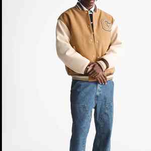 Veste de baseball d'hiver fine pour homme de haute qualité, sur mesure, vente en gros, tissu en toile, logo frontal, broderie vintage - Product Image 3