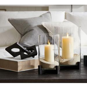 Nouvelle conception métal et verre noir enduit Brooks Cross ouragans bougeoir pour la maison et le décor de table de noël - Product Image 6