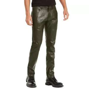 Nueva ropa de Otoño Invierno, venta al por mayor, pantalones de cuero de moda para hombre, pantalones de cuero genuino para hombre, pantalones de cuero negro de piel de oveja 2025 - Product Image 5