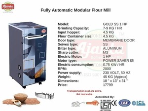 Molino de harina doméstico Unidad de máquina de procesamiento de alimentos de molino vertical Diseño duradero de alta calidad con materias primas certificadas utilizadas - Product Image 3