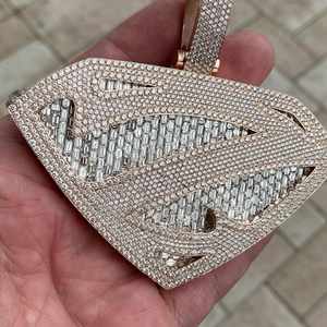 Customized Men's Cuban Link Pendant Shining VVS Moissanite Pass Diamond 925 Silver Iced <b>Gold</b> Plating Cute Style <b>Tester</b> Approved - Product Image 3