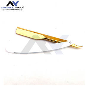 Navajas de Barbero de Alta Resistencia, Plegables, de Acero Inoxidable, con Filo Recto, Color Dorado, Calidad Profesional para el Cuidado Personal - Product Image 3